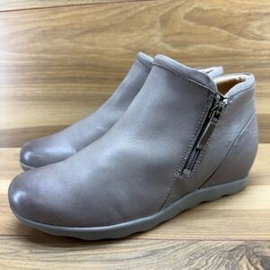 Dansko Miki Wedge Boots Womens 6 EU 36 Taupe Soft Leather Zip